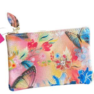 NWT M. Andonìa Butterflies Leather Coin Pouch Bag Purse